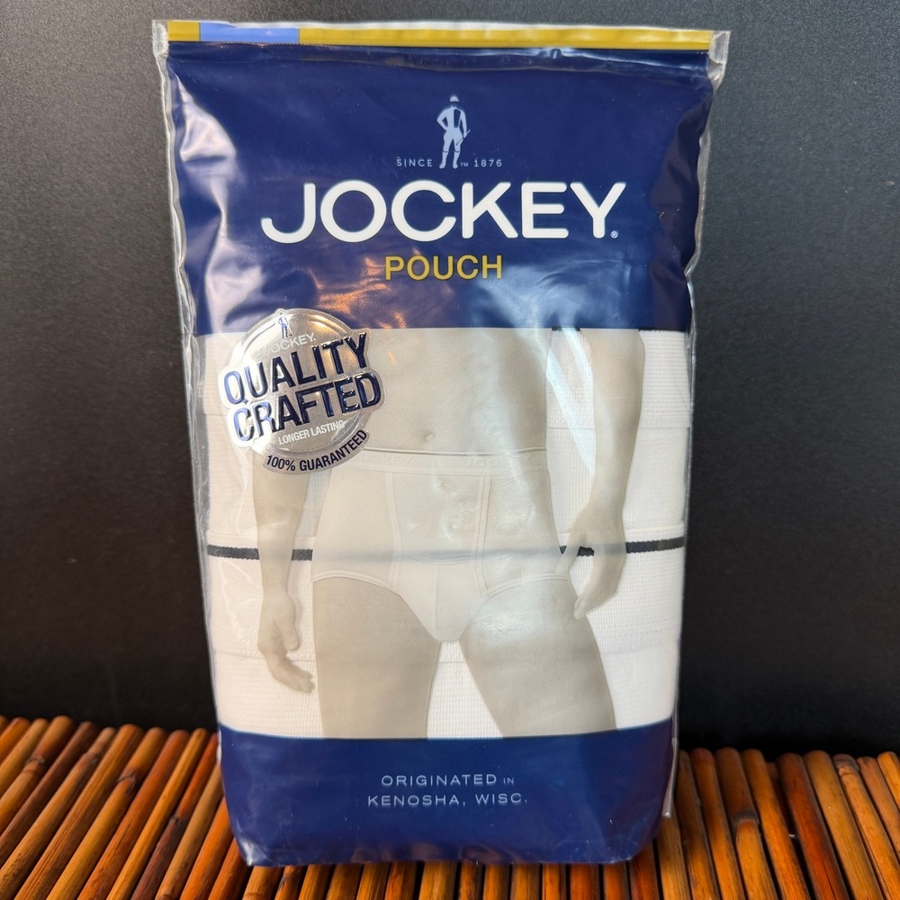 Vintage 2012 Jockey Pouch Brief Mens XL White Cotton Spandex H-Fly Underwear New